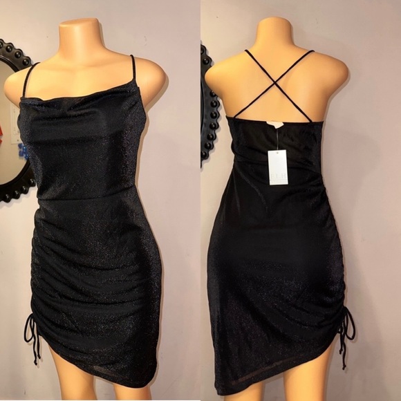 NWT BLACK GLITTER ADJUSTABLE DRESS SIZE L (20) - Picture 1 of 12